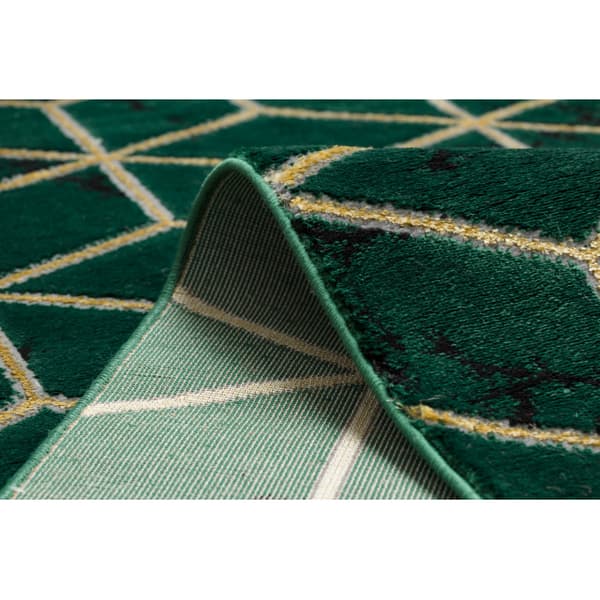 Exklusiv EMERALD Löpare 1014 glamour, snygg kub flaska grön / guld 80 cm, 80x530 cm