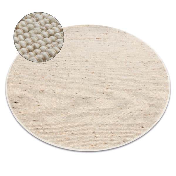 NEPAL 2100 cirkel beige tæppe - uldent, dobbeltsidet, naturligt, cirkel 160 cm