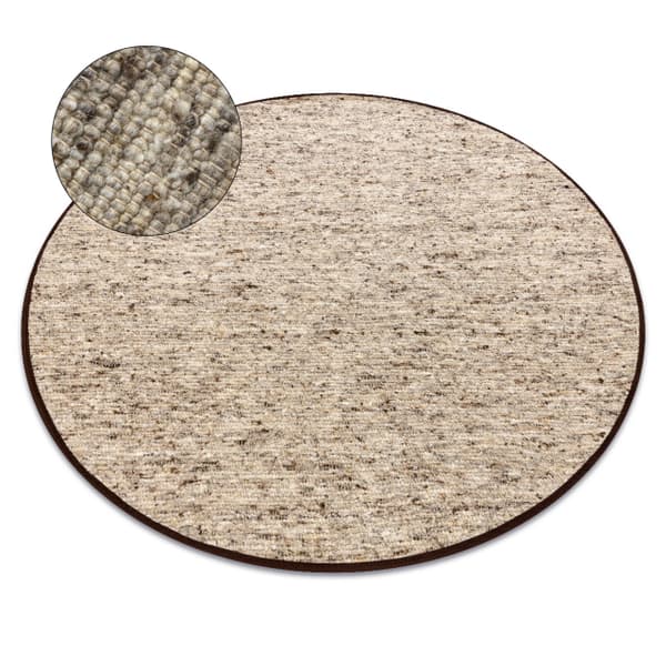 NEPAL 2100 cirkel sand, beige tæppe - uldent, dobbeltsidet, naturligt, cirkel 160 cm