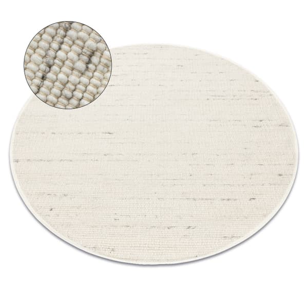 NEPAL 2100 ympyrä valkoiset / luonnollinen harmaa matto - villainen, kaksipuolinen, cirkel 120 cm