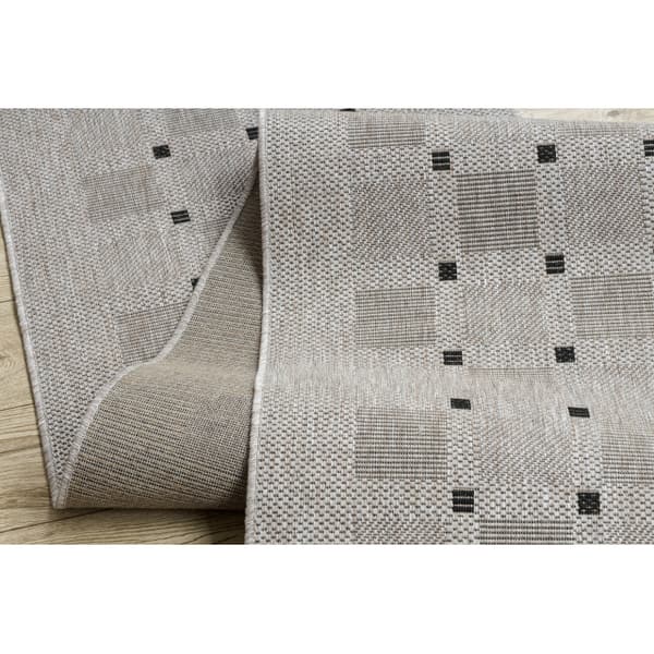 Fortovet SISAL FLOORLUX design 20079 sølv / sort 70 cm, 70x120 cm
