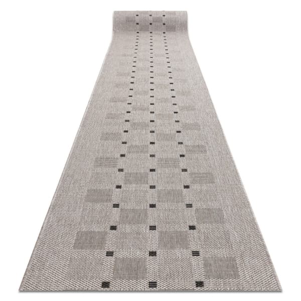 Fortovet SISAL FLOORLUX design 20079 sølv / sort 70 cm, 70x120 cm