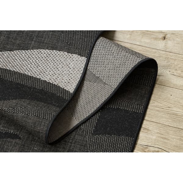 Fortovet SISAL FLOORLUX design 20212 sort / sølv 70 cm, 70x1400 cm