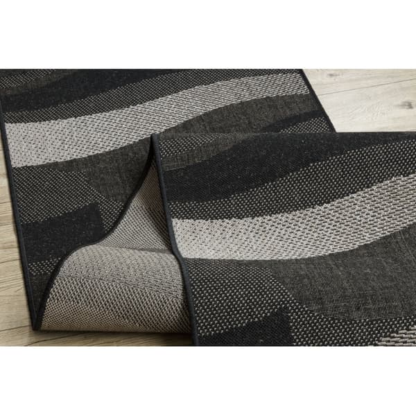 Fortovet SISAL FLOORLUX design 20212 sort / sølv 80 cm, 80x760 cm