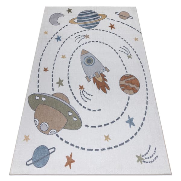 Matto BONO 8288 Avaruus, planeetat kerma / antrasiitti, 80x150 cm