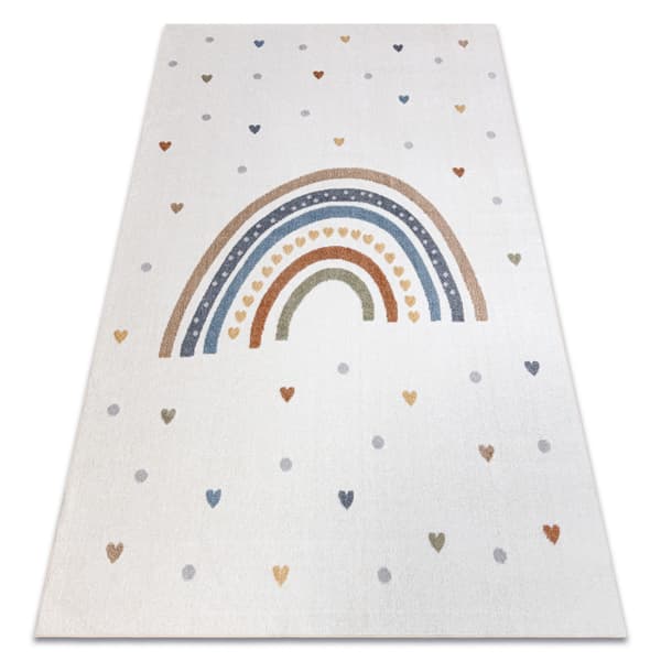 Matto BONO 8302 Sateenkaari, sydämet kerma/ruskea, 160x220 cm