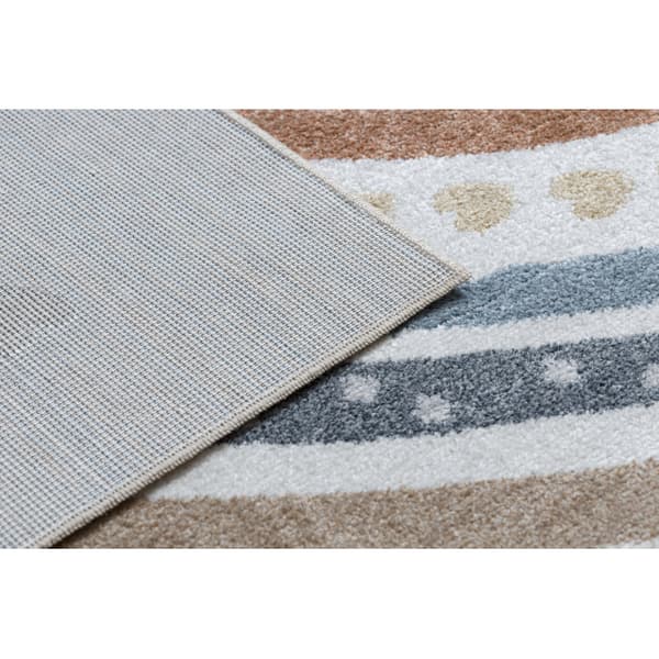 Tæppe BONO 8302 Regnbue, hjerter creme/brun, 180x270 cm