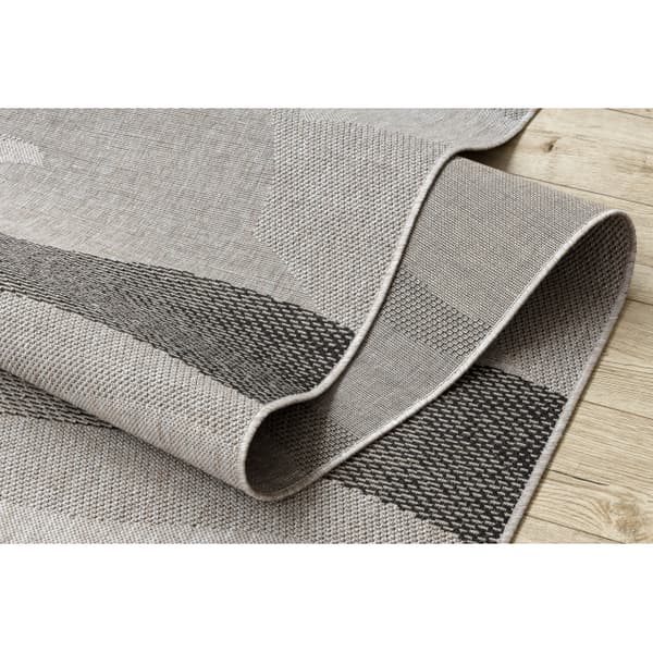 Fortovet SISAL FLOORLUX design 20212 sølv / sort 80 cm, 80x1200 cm