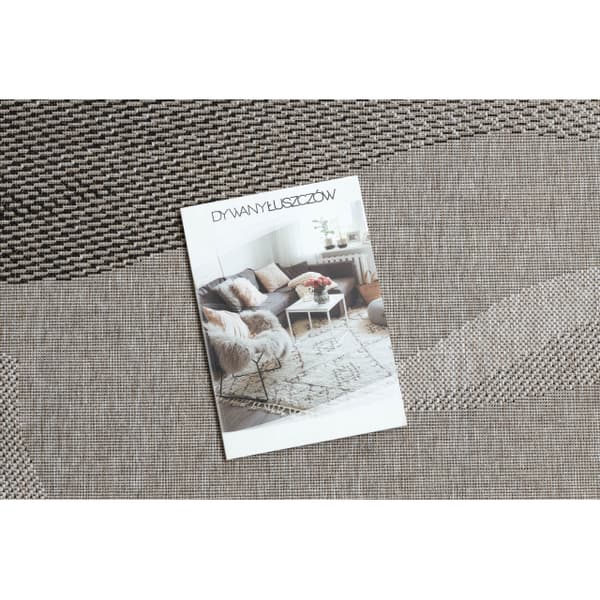 Fortovet SISAL FLOORLUX design 20212 sølv / sort 80 cm, 80x1400 cm