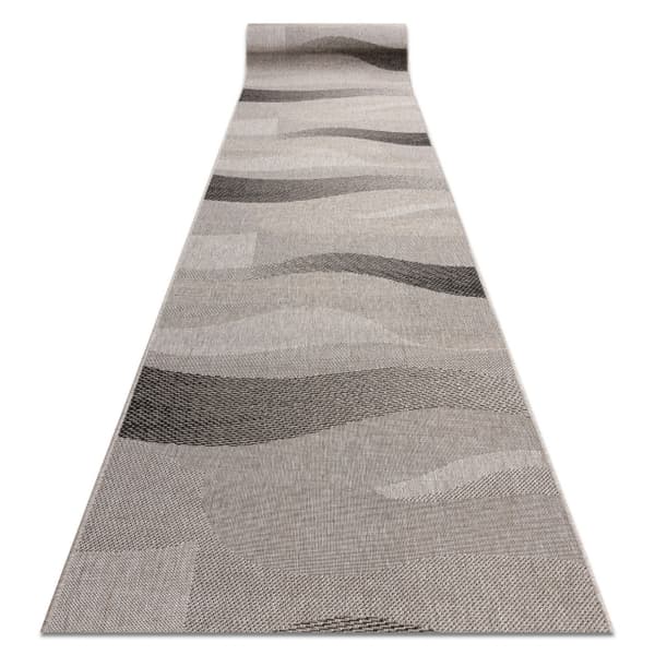Fortovet SISAL FLOORLUX design 20212 sølv / sort 80 cm, 80x1400 cm