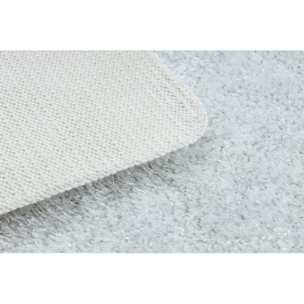 Badrumsmatta SYNERGY, glamour, halkfri, mjuk - lurex vit, 60x100 cm