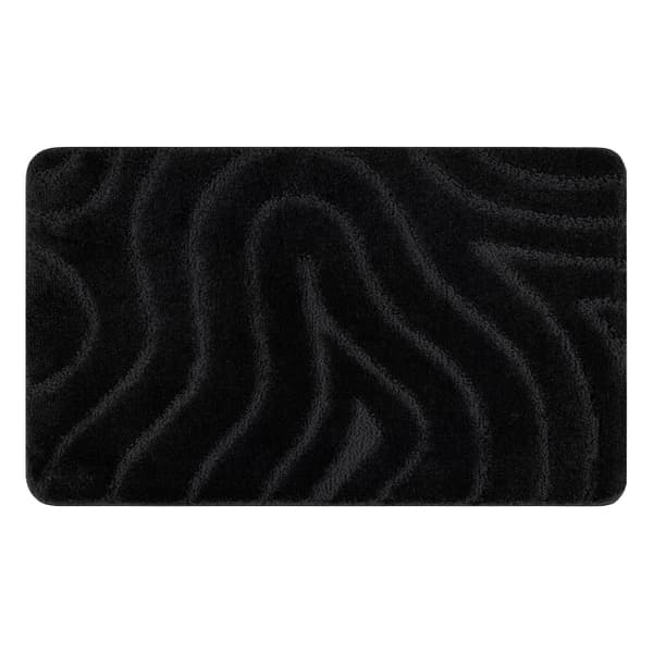 Kylpyhuonematto SUPREME WAVES, Aallot, liukumaton, pehmeä - musta, 50x80 cm