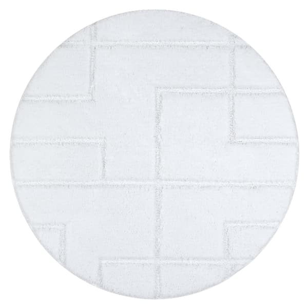 Badeværelsestæppe SUPREME cirkel LINES, linjer, skridsikkert, blødt - hvid, koło 50 cm