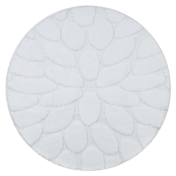 Kylpyhuonematto SUPREME ympyrä STONES, kiviä, liukumaton, pehmeä - valkoinen, cirkel 67 cm