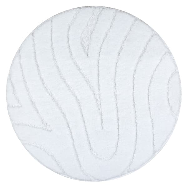 Kylpyhuonematto SUPREME ympyrä WAVES, Aallot, liukumaton, pehmeä - valkoinen, koło 50 cm