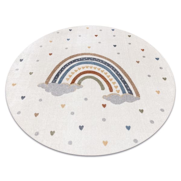Matta BONO 724 cirkel RAINBOW HEART kräm / ljusgrå, cirkel 100 cm