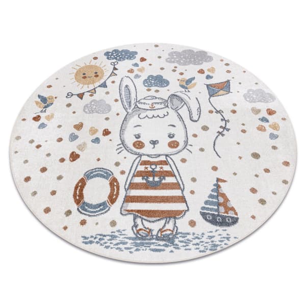Tæppe BONO 8441 cirkel Kanin sømand creme / blå, cirkel 100 cm