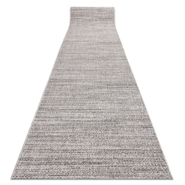 Fortovet SISAL FLOORLUX design 20389 sølv / sort 70 cm, 70x300 cm
