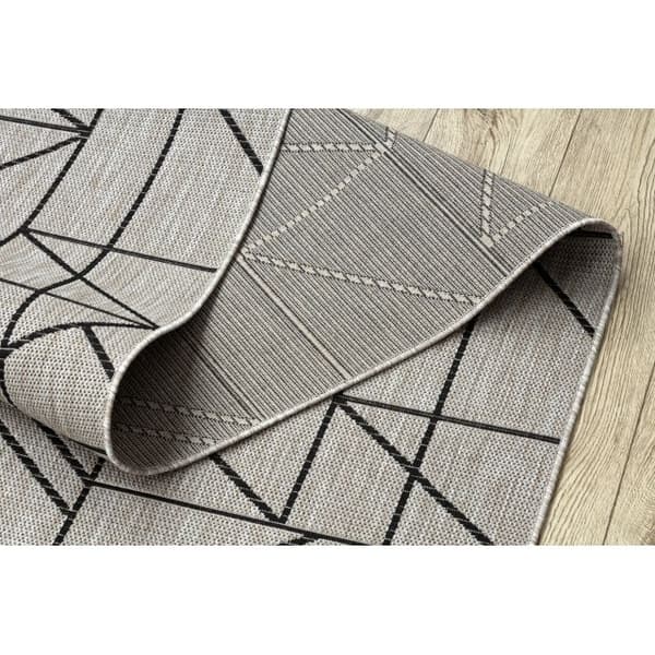 Löpare SIZAL FLOORLUX design 20605 TRIANGLER, GEOMETRISK silver / svart 70 cm, 70x210 cm