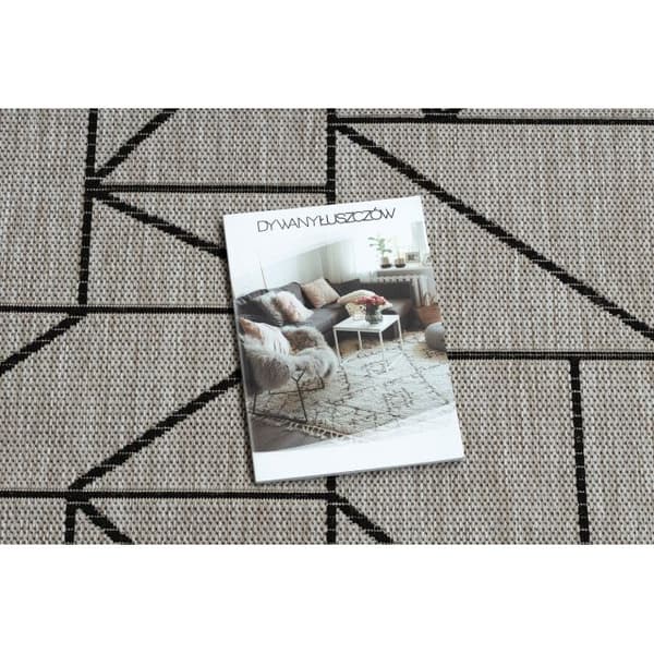 Löpare SIZAL FLOORLUX design 20605 TRIANGLER, GEOMETRISK silver / svart 70 cm, 70x210 cm
