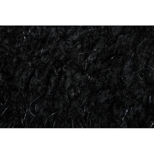 Matto BUENOS pyöreä 6649 shaggy tavallinen, yksivärinen musta, cirkel 80 cm