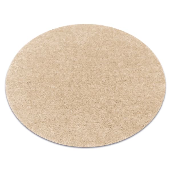 Matta BUENOS circle 6652 shaggy vanlig, enfärgad kräm, cirkel 120 cm