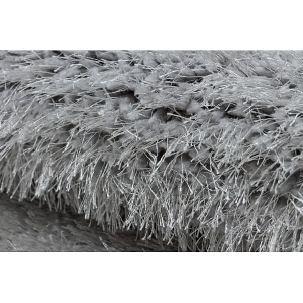 Tæppe BUENOS cirkel 7005 shaggy almindelig, ensfarvet sølv, cirkel 120 cm