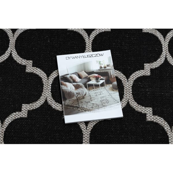 Löpare SIZAL FLOORLUX design 20608 Marockansk spaljé svart / silver 70 cm, 70x1150 cm