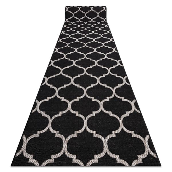 Fortovet SISAL FLOORLUX design 20608, Marokkansk kløver, trellis sort / sølv 80 cm, 80x140 cm