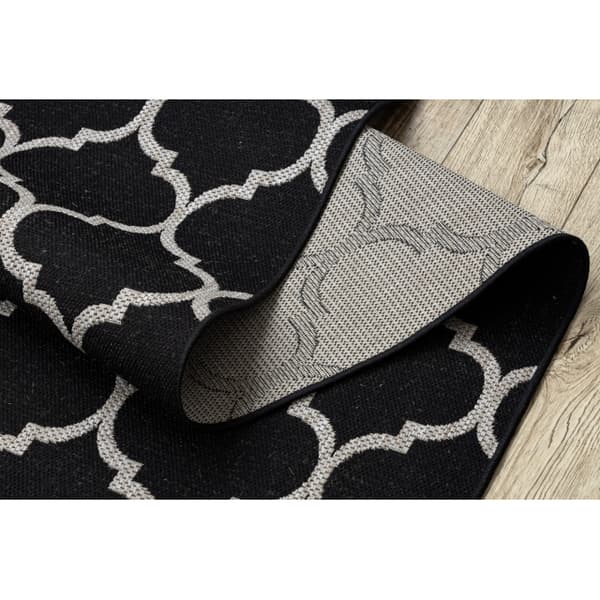 Löpare SIZAL FLOORLUX design 20608 Marockansk spaljé svart / silver 100 cm, 100x1300 cm
