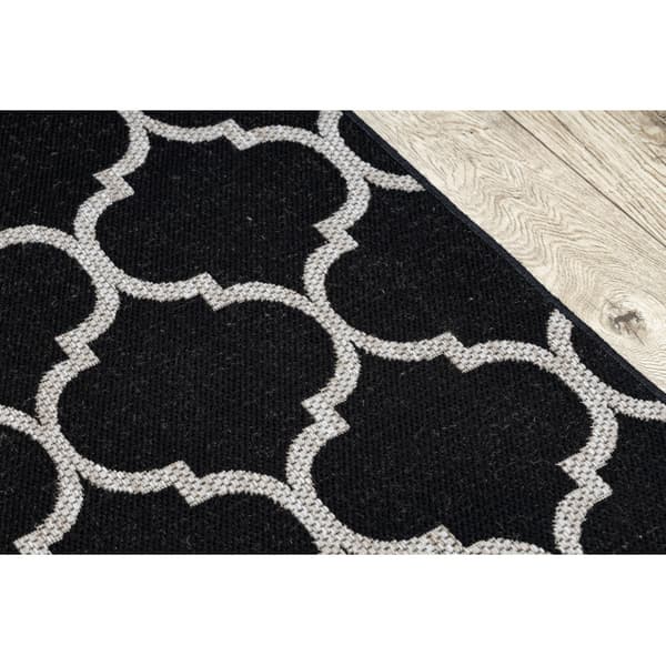 Löpare SIZAL FLOORLUX design 20608 Marockansk spaljé svart / silver 100 cm, 100x1300 cm