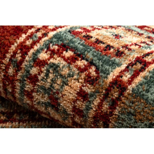 Ullmatta KASHQAI 4301 401 orientalisk, ram grön / terrakotta, 120x170 cm