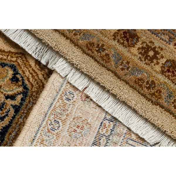Matta Ull KESHAN fringe, Ornament, ram oriental 8995/53565 beige / blå, 200x290 cm