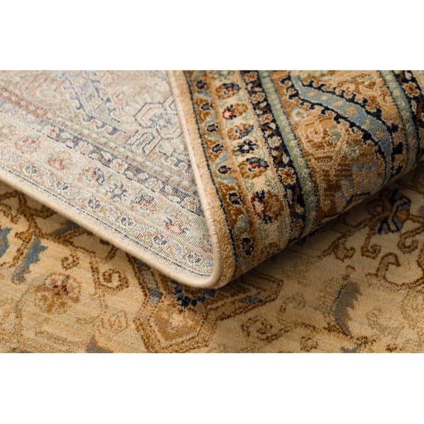 Matta Ull KESHAN fringe, Ornament, ram oriental 8995/53565 beige / blå, 200x290 cm