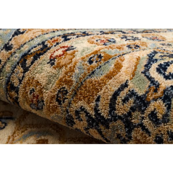 Matta Ull KESHAN fringe, Ornament, ram oriental 8995/53565 beige / blå, 200x290 cm