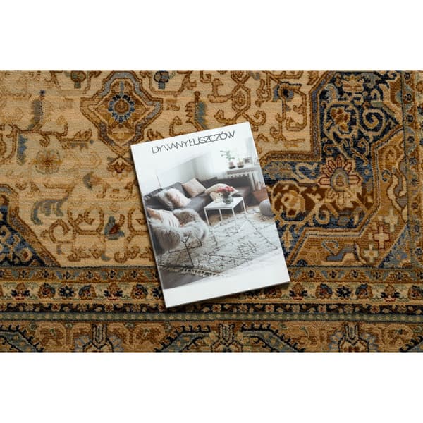 Matta Ull KESHAN fringe, Ornament, ram oriental 8995/53565 beige / blå, 200x290 cm