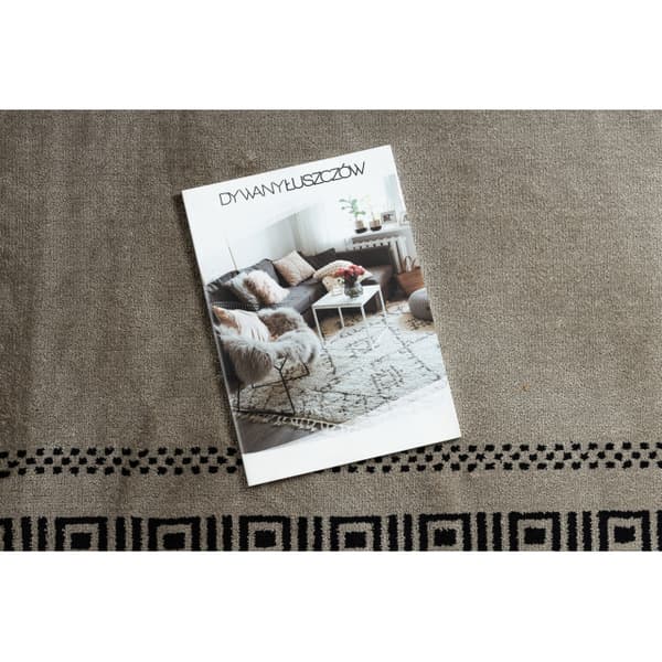 Tæppe AMOUR 53098A beige / sort - Ramme, græsk moderne, elegant, 98x200 cm