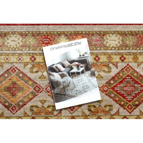 HERIZ A0986B matto Oriental beige / viininpunainen - bambulanka, eksklusiivinen, tyylikäs, 200x290 cm