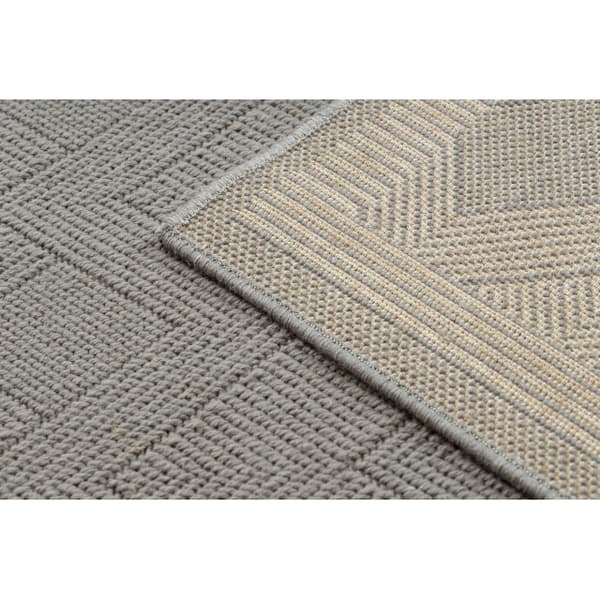 Uldtæppe VILLA 7636/68400 Zigzag SIZAL, fladvævet mørk beige, 160x230 cm