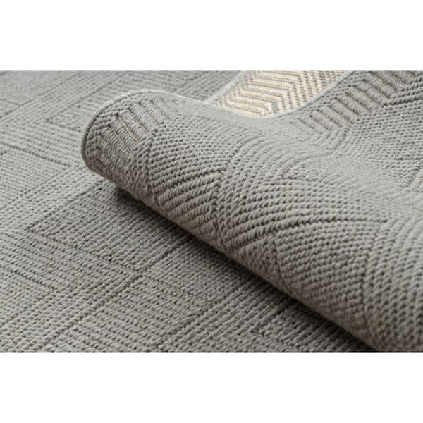 Uldtæppe VILLA 7636/68400 Zigzag SIZAL, fladvævet mørk beige, 160x230 cm