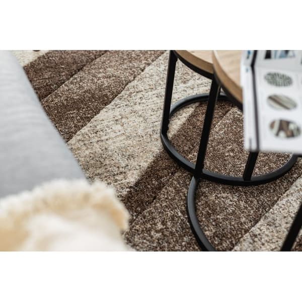 Matta FEEL 5673/15044 HERRINGBONE d.brun / beige / grädde / grå, 120x170 cm
