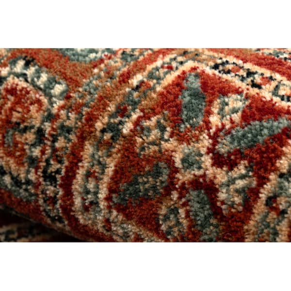 Ullmatta KASHQAI 4301 300 orientalisk, ram terrakotta / grön, 80x160 cm