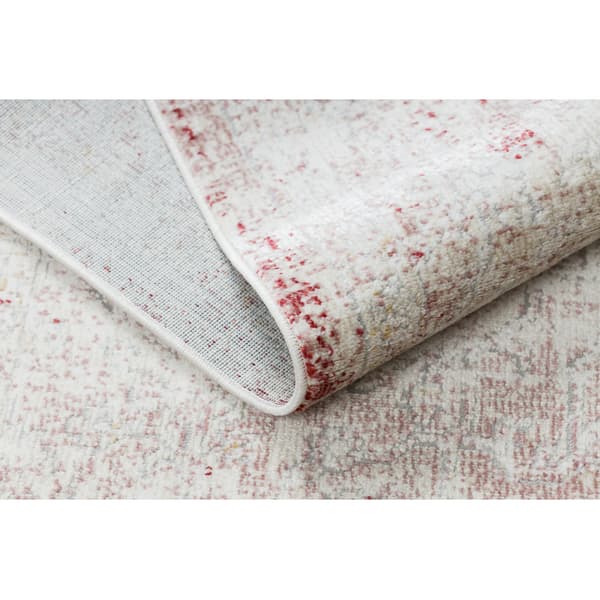 DISTIN 0828A rosa / puder / vit modern matta - Abstraktion, vintage, fransar, 80x150 cm