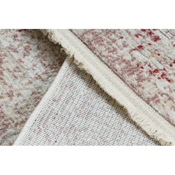 DISTIN 0828A rosa / puder / vit modern matta - Abstraktion, vintage, fransar, 120x170 cm