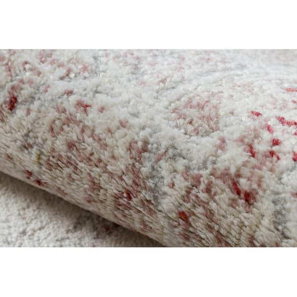DISTIN 0828A rosa / puder / vit modern matta - Abstraktion, vintage, fransar, 120x170 cm
