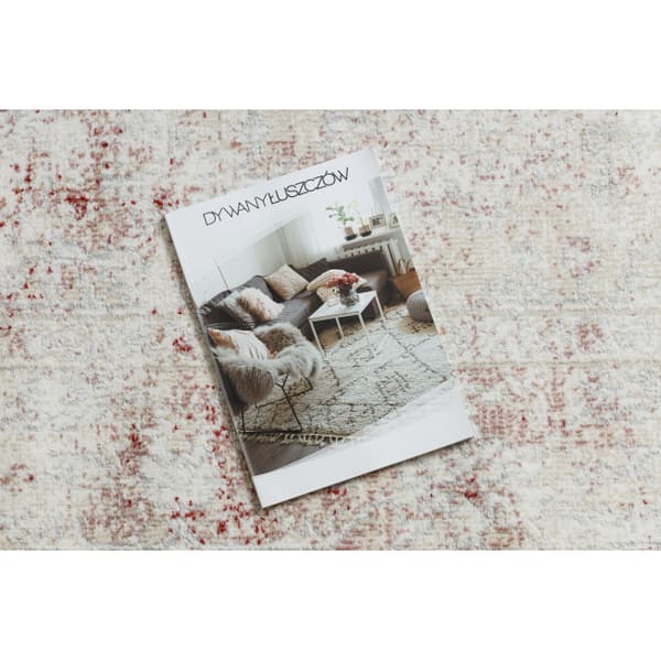 DISTIN 0828A rosa / puder / vit modern matta - Abstraktion, vintage, fransar, 120x170 cm