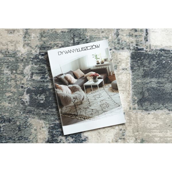 DISTIN 0143A marinblå / blå / vit modern matta - Geometrisk, vintage, fransar, 120x170 cm