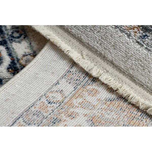 DISTIN 0834A laivastonsininen / sininen / keltainen / terrakotta moderni matto - Ornamentti, vintage, hapsut, 120x170 cm