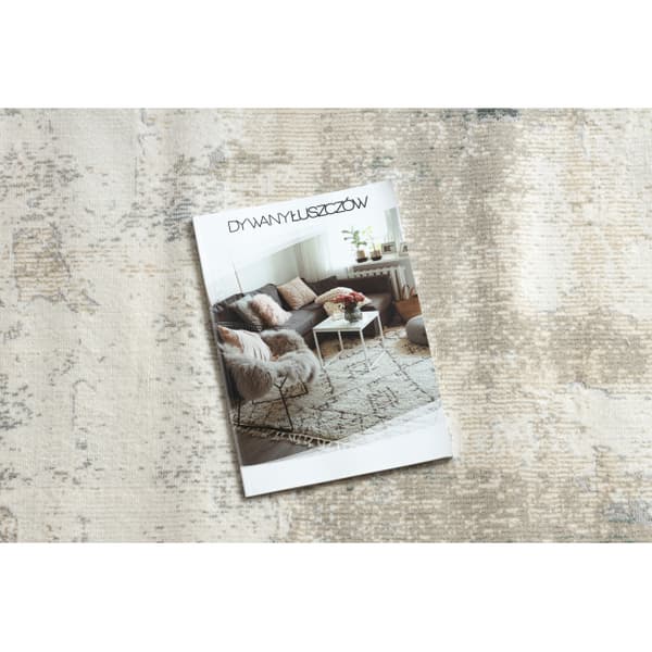 DISTIN 0144A vit / kräm / beige modern matta - Abstraktion, vintage, fransar, 160x230 cm