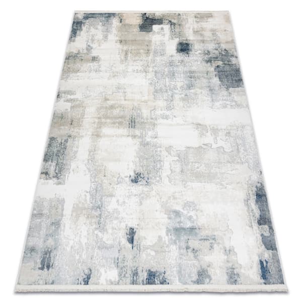 DISTIN 0144A vit / kräm / beige modern matta - Abstraktion, vintage, fransar, 160x230 cm